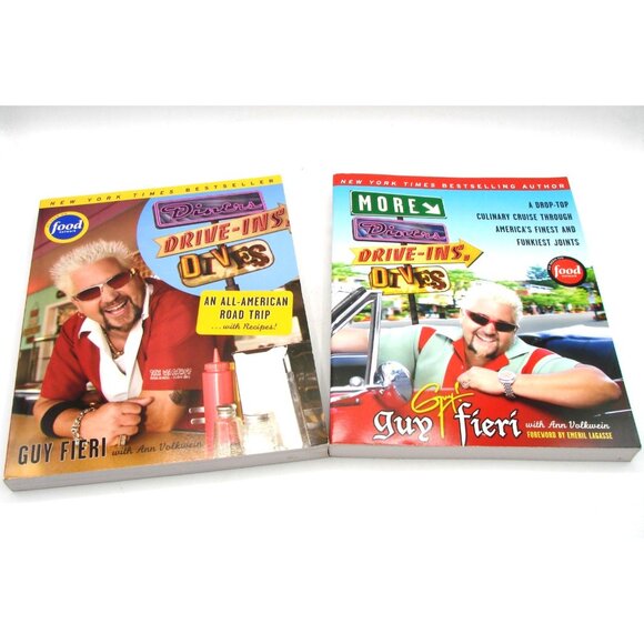 Set 2 Guy Fieri Diners Drive-Ins Books and Dives American Road Trip Recipes Cook - Picture 1 of 8
